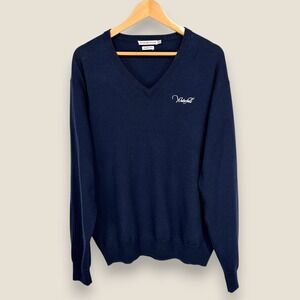 Waterfall Club Peter Millar Merino Wool Sweater Men Large Navy Blue V-Neck Golf